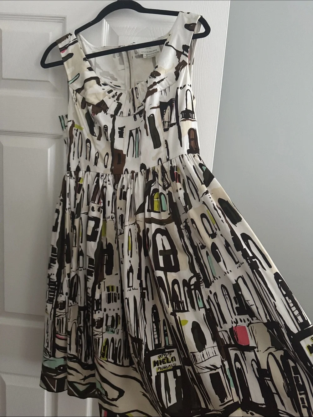 kate spade White Dress with Brown and Black Abstract Print